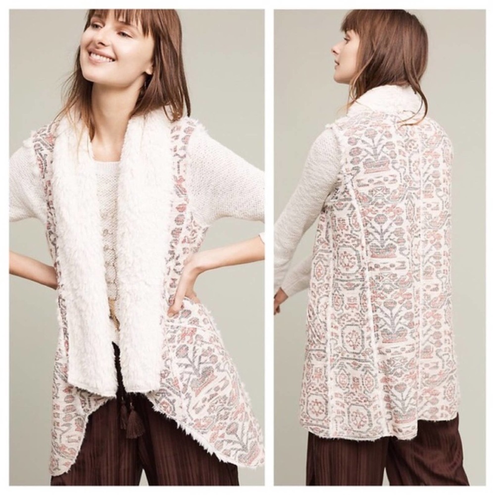 Hei Hei Anthropologie Jacquard Sherpa Hi-Low Vest